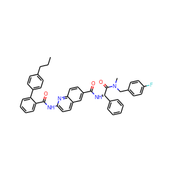 CCCc1ccc(-c2ccccc2C(=O)Nc2ccc3cc(C(=O)N[C@H](C(=O)N(C)Cc4ccc(F)cc4)c4ccccc4)ccc3n2)cc1 ZINC000095559710