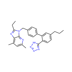 CCCc1ccc(-c2nnn[nH]2)c(-c2ccc(Cn3c(CC)nc4c(C)cc(C)nc43)cc2)c1 ZINC000027729731