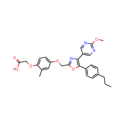 CCCc1ccc(-c2oc(COc3ccc(OCC(=O)O)c(C)c3)nc2-c2cnc(OC)nc2)cc1 ZINC000049032711