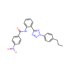 CCCc1ccc(-n2nnc(-c3ccccc3NC(=O)c3ccc([N+](=O)[O-])cc3)n2)cc1 ZINC000299852915