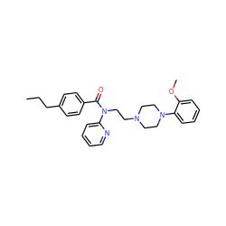 CCCc1ccc(C(=O)N(CCN2CCN(c3ccccc3OC)CC2)c2ccccn2)cc1 ZINC000013739997