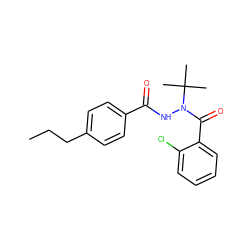 CCCc1ccc(C(=O)NN(C(=O)c2ccccc2Cl)C(C)(C)C)cc1 ZINC000103183580