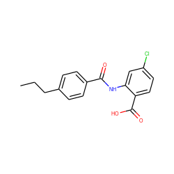 CCCc1ccc(C(=O)Nc2cc(Cl)ccc2C(=O)O)cc1 ZINC000066129376