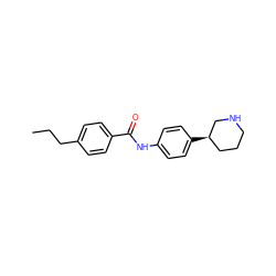 CCCc1ccc(C(=O)Nc2ccc([C@@H]3CCCNC3)cc2)cc1 ZINC000117719374