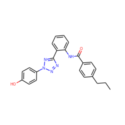 CCCc1ccc(C(=O)Nc2ccccc2-c2nnn(-c3ccc(O)cc3)n2)cc1 ZINC001772623067