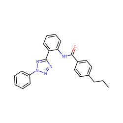 CCCc1ccc(C(=O)Nc2ccccc2-c2nnn(-c3ccccc3)n2)cc1 ZINC001772624720