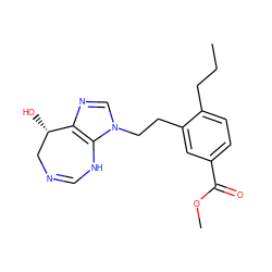 CCCc1ccc(C(=O)OC)cc1CCn1cnc2c1NC=NC[C@@H]2O ZINC000013807668