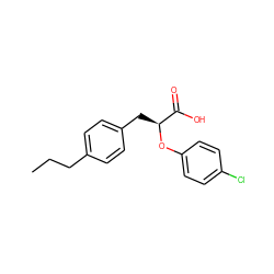 CCCc1ccc(C[C@H](Oc2ccc(Cl)cc2)C(=O)O)cc1 ZINC000040891805