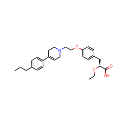 CCCc1ccc(C2=CCN(CCOc3ccc(C[C@H](OCC)C(=O)O)cc3)CC2)cc1 ZINC000045495821