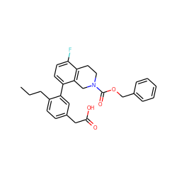 CCCc1ccc(CC(=O)O)cc1-c1ccc(F)c2c1CN(C(=O)OCc1ccccc1)CC2 ZINC000144164868