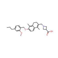 CCCc1ccc(COc2ccc3c(c2C)CCC(CN2CC(C(=O)O)C2)=C3C)c(OC)c1 ZINC000114371452