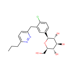 CCCc1ccc(Cc2cc([C@@H]3O[C@H](CO)[C@@H](O)[C@H](O)[C@H]3O)ccc2Cl)nn1 ZINC000049792409