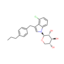 CCCc1ccc(Cc2cn([C@@H]3OC[C@@H](O)[C@H](O)[C@H]3O)c3cccc(Cl)c23)cc1 ZINC000066099728