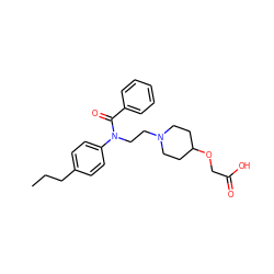 CCCc1ccc(N(CCN2CCC(OCC(=O)O)CC2)C(=O)c2ccccc2)cc1 ZINC000653715462