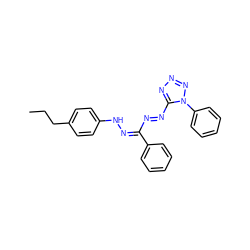 CCCc1ccc(N/N=C(\N=N\c2nnnn2-c2ccccc2)c2ccccc2)cc1 ZINC000028260656