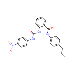 CCCc1ccc(NC(=O)c2ccccc2NC(=O)Nc2ccc([N+](=O)[O-])cc2)cc1 ZINC001772582251