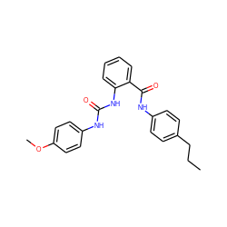 CCCc1ccc(NC(=O)c2ccccc2NC(=O)Nc2ccc(OC)cc2)cc1 ZINC001772656446