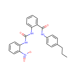 CCCc1ccc(NC(=O)c2ccccc2NC(=O)Nc2ccccc2[N+](=O)[O-])cc1 ZINC001772578570