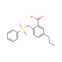 CCCc1ccc(NS(=O)(=O)c2ccccc2)c(C(=O)O)c1 ZINC000014965014