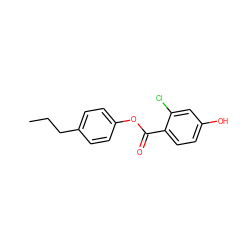 CCCc1ccc(OC(=O)c2ccc(O)cc2Cl)cc1 ZINC000000225530