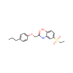 CCCc1ccc(OCC(=O)Nc2cc(S(=O)(=O)CC)ccc2O)cc1 ZINC000000846818