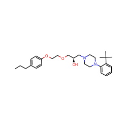 CCCc1ccc(OCCOC[C@H](O)CN2CCN(c3ccccc3C(C)(C)C)CC2)cc1 ZINC000103254624