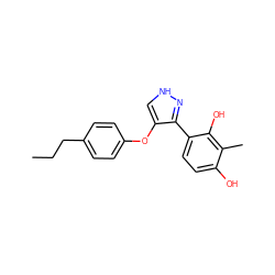 CCCc1ccc(Oc2c[nH]nc2-c2ccc(O)c(C)c2O)cc1 ZINC000018061827