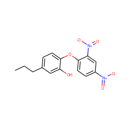 CCCc1ccc(Oc2ccc([N+](=O)[O-])cc2[N+](=O)[O-])c(O)c1 ZINC000064564638