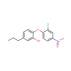 CCCc1ccc(Oc2ccc([N+](=O)[O-])cc2Cl)c(O)c1 ZINC000064532181