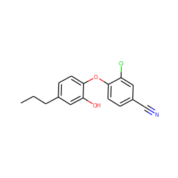 CCCc1ccc(Oc2ccc(C#N)cc2Cl)c(O)c1 ZINC000058649988