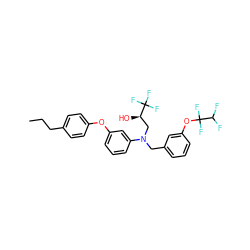 CCCc1ccc(Oc2cccc(N(Cc3cccc(OC(F)(F)C(F)F)c3)C[C@@H](O)C(F)(F)F)c2)cc1 ZINC000026278013