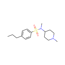 CCCc1ccc(S(=O)(=O)N(C)C2CCN(C)CC2)cc1 ZINC000033924463