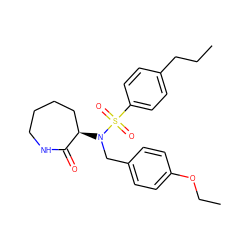 CCCc1ccc(S(=O)(=O)N(Cc2ccc(OCC)cc2)[C@@H]2CCCCNC2=O)cc1 ZINC000028957558