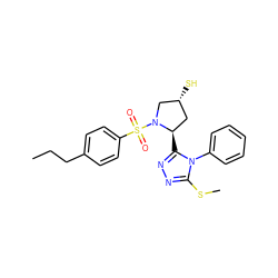 CCCc1ccc(S(=O)(=O)N2C[C@H](S)C[C@H]2c2nnc(SC)n2-c2ccccc2)cc1 ZINC000013443256