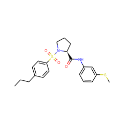 CCCc1ccc(S(=O)(=O)N2CCC[C@H]2C(=O)Nc2cccc(SC)c2)cc1 ZINC000261182860