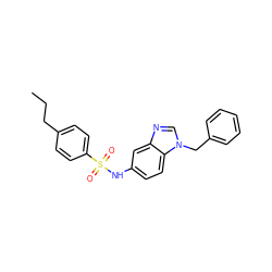 CCCc1ccc(S(=O)(=O)Nc2ccc3c(c2)ncn3Cc2ccccc2)cc1 ZINC000040393539