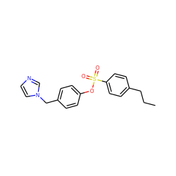 CCCc1ccc(S(=O)(=O)Oc2ccc(Cn3ccnc3)cc2)cc1 ZINC000058581094