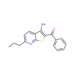 CCCc1ccc2c(N)c(C(=O)c3ccccc3)sc2n1 ZINC000000326960