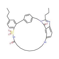 CCCc1ccc2c(c1)-c1ccc(cc1)Cn1c(CCC)nc3ccc(cc3c1=O)NCCCCCCCC(=O)NS2(=O)=O ZINC000003842219