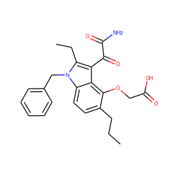 CCCc1ccc2c(c1OCC(=O)O)c(C(=O)C(N)=O)c(CC)n2Cc1ccccc1 ZINC000013445769