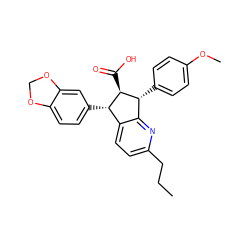 CCCc1ccc2c(n1)[C@@H](c1ccc(OC)cc1)[C@H](C(=O)O)[C@H]2c1ccc2c(c1)OCO2 ZINC000013859850