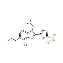 CCCc1ccc2c(nc(-c3ccc(P(=O)(O)O)o3)n2CC(C)C)c1N ZINC000045299018