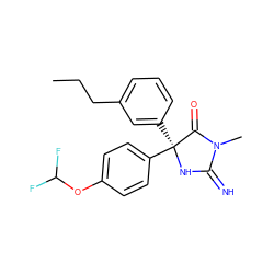 CCCc1cccc([C@@]2(c3ccc(OC(F)F)cc3)NC(=N)N(C)C2=O)c1 ZINC000034875817