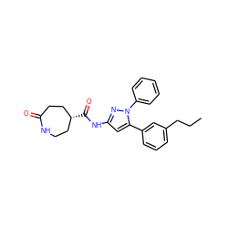 CCCc1cccc(-c2cc(NC(=O)[C@@H]3CCNC(=O)CC3)nn2-c2ccccc2)c1 ZINC000169707194