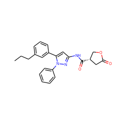 CCCc1cccc(-c2cc(NC(=O)[C@@H]3COC(=O)C3)nn2-c2ccccc2)c1 ZINC000143715803