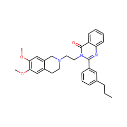 CCCc1cccc(-c2nc3ccccc3c(=O)n2CCN2CCc3cc(OC)c(OC)cc3C2)c1 ZINC000013438282