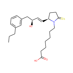 CCCc1cccc(C[C@H](O)/C=C/[C@H]2CCC(=S)N2CCCCCCC(=O)O)c1 ZINC000038512545