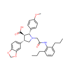 CCCc1cccc(CCC)c1NC(=O)CN1C[C@H](c2ccc3c(c2)OCO3)[C@@H](C(=O)O)[C@@H]1c1ccc(OC)cc1 ZINC000027194349