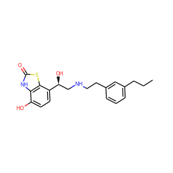 CCCc1cccc(CCNC[C@H](O)c2ccc(O)c3[nH]c(=O)sc23)c1 ZINC000203855094