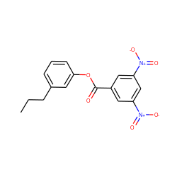 CCCc1cccc(OC(=O)c2cc([N+](=O)[O-])cc([N+](=O)[O-])c2)c1 ZINC000169312968